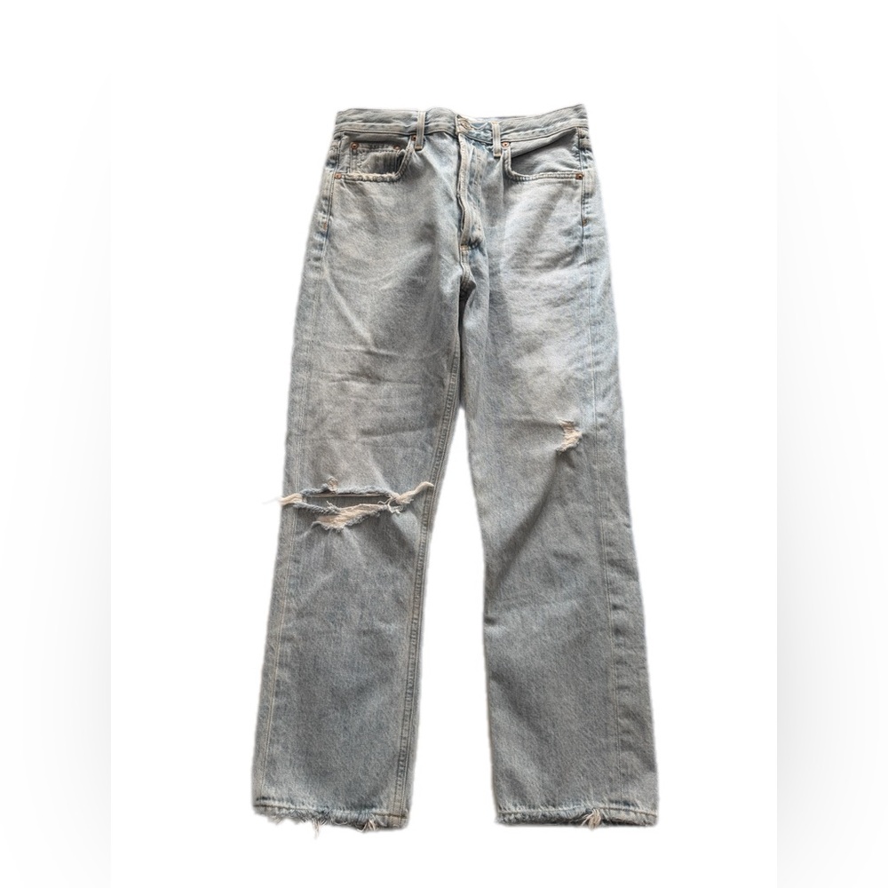 Agolde 28 distressed straight leg jeans great condition - Picture 2 of 12